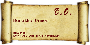 Beretka Ormos névjegykártya